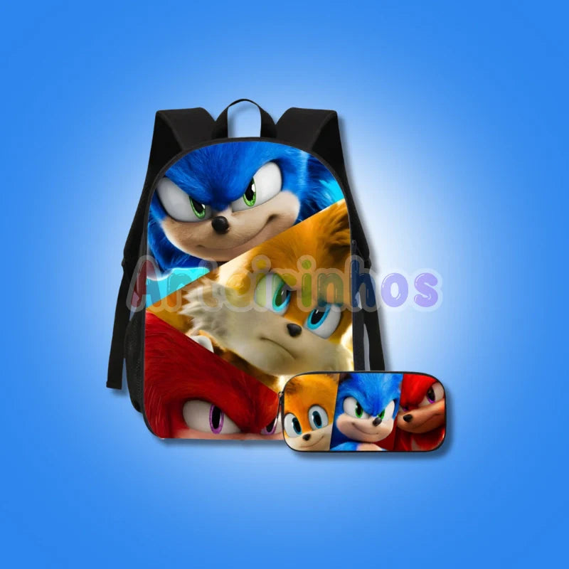 Kit Mochila e Estojo Sonic - Volta as Aulas Arteirinhos