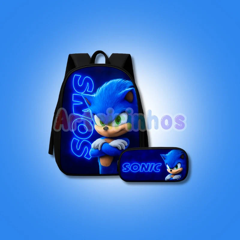 Kit Mochila e Estojo Sonic - Volta as Aulas Arteirinhos