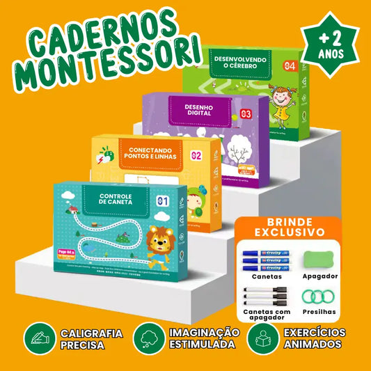 Caderno Montessori - Treina a Coordenação Motora 4 OPÇÕES  - Volta às Aulas