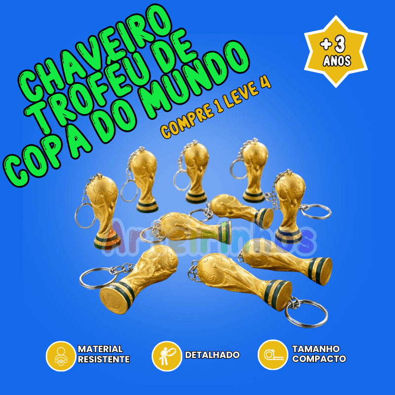 Chaveiro Troféu de Copa do Mundo - Compre 1 Leve 4