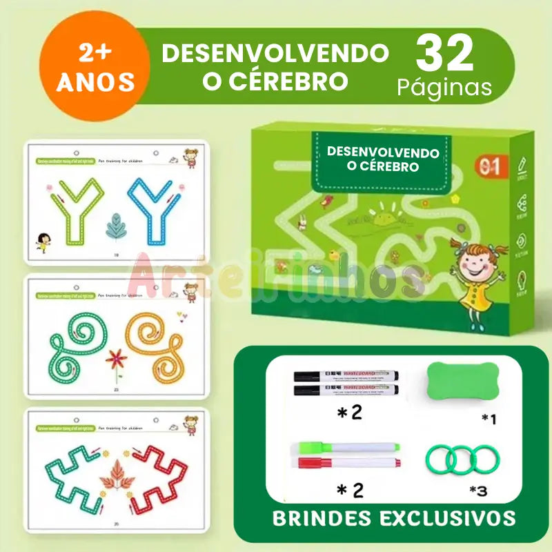 Caderno Montessori - Treina a Coordenação Motora 4 OPÇÕES  - Volta às Aulas