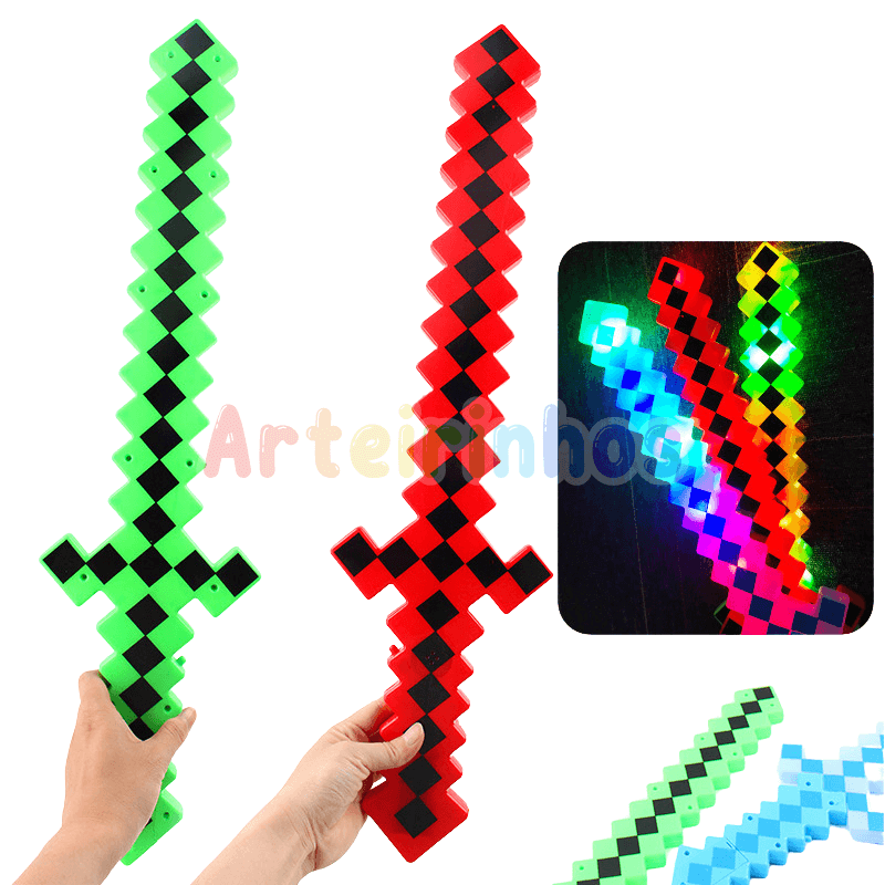 Espada Pixel Minecraft - LED e Som