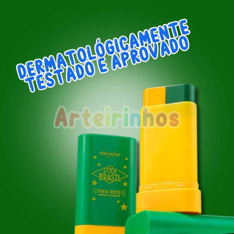 Pinta Rosto Verde e Amarelo Miss Rosê Copa do Mundo
