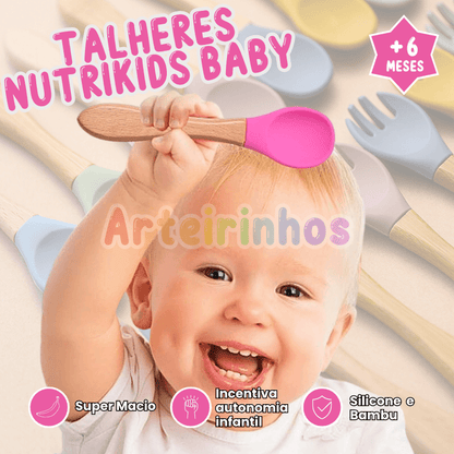 Talheres de Silicone Nutrikids Baby - Introdução Alimentar