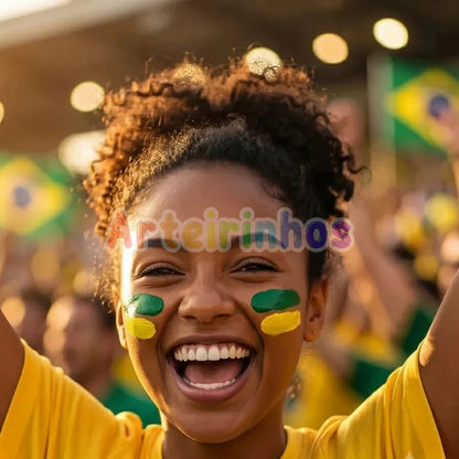 Pintura Facial - Verde, Amarelo e Azul - Maquiagem para Torcedor