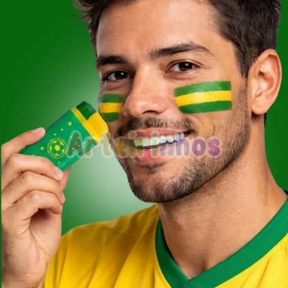 Pinta Rosto Verde e Amarelo Miss Rosê Copa do Mundo