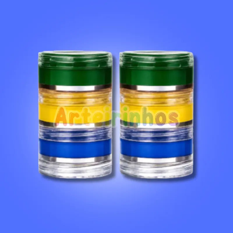 Pintura Facial - Verde, Amarelo e Azul - Maquiagem para Torcedor