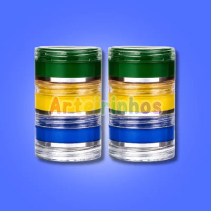 Pintura Facial - Verde, Amarelo e Azul - Maquiagem para Torcedor