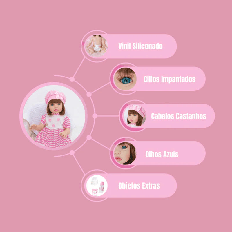 Boneca Bebê Reborn Realista em Silicone