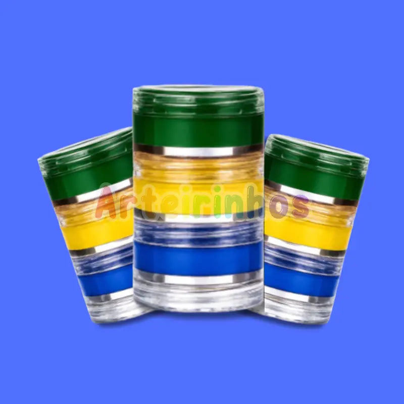 Pintura Facial - Verde, Amarelo e Azul - Maquiagem para Torcedor