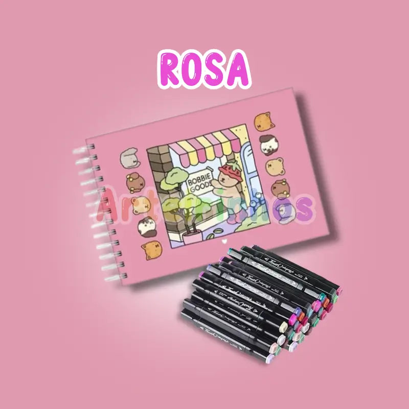 Kit Bobbie Goods + 24 Canetas ponta dupla - Volta às Aulas