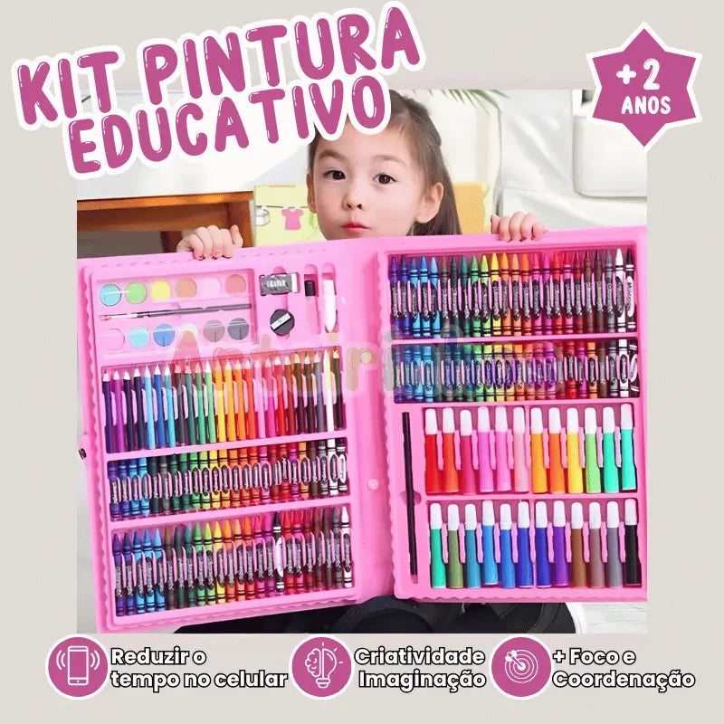 Kit Pintura Educativo Completo 150 Peças Menina - Volta às aulas