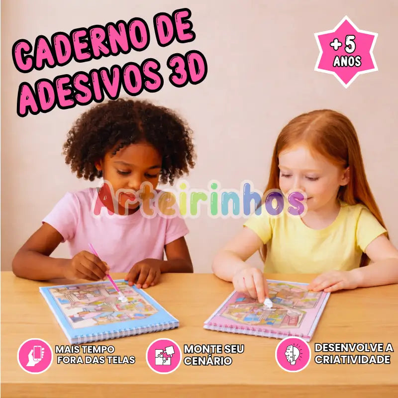 Caderno de Adesivos 3D - 8 Cenários
