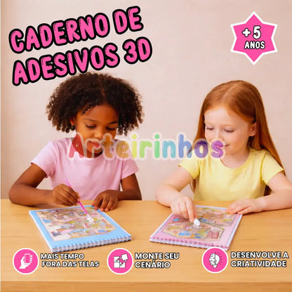 Caderno de Adesivos 3D - 8 Cenários