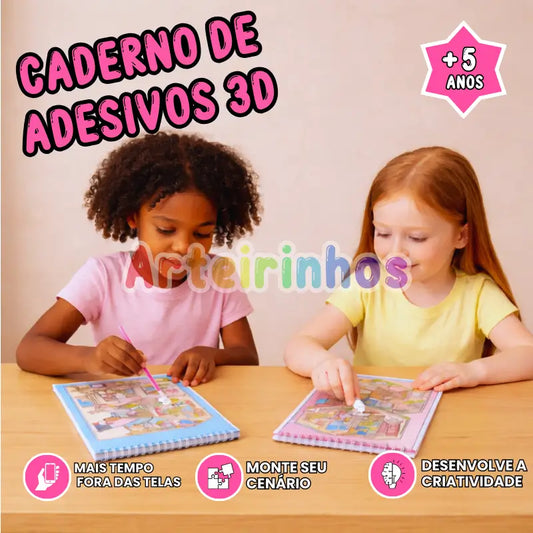 Caderno de Adesivos 3D - 8 Cenários
