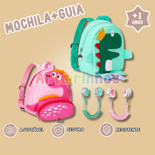 Mochila + Pulseira Guia Anti Perda