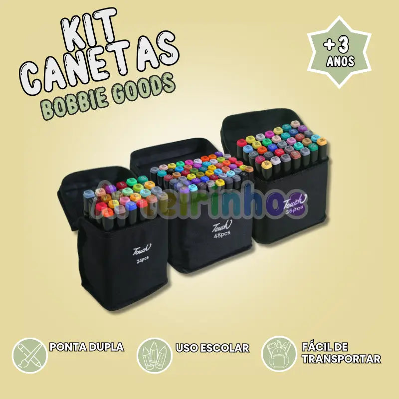 Kit de Canetas Pontas Duplas Bobbie Goods - Voltas às Aulas