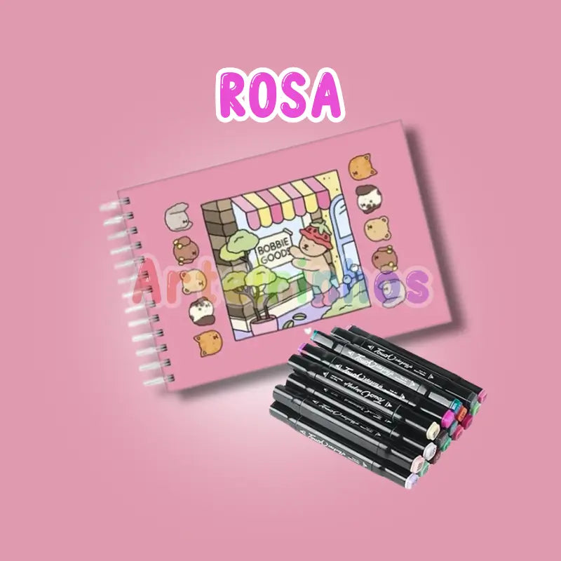 Kit Bobbie Goods + 12 Canetas + (Livro de Colorir) - Volta às Aulas