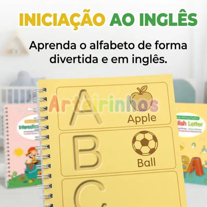Kit Caligrafia 4 Cadernos + 7 Acessórios