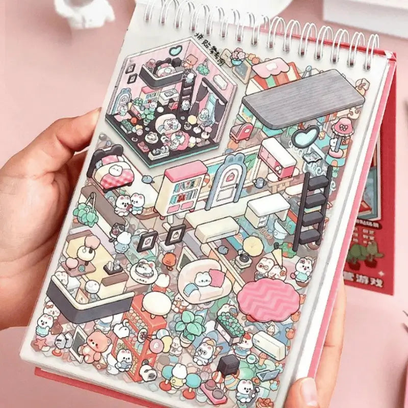 Caderno de Adesivos 3D - 8 Cenários