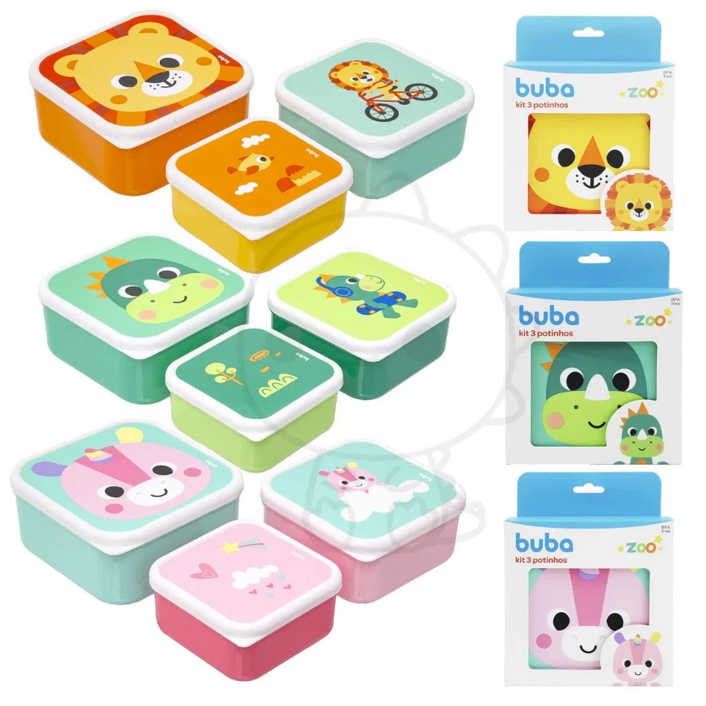 Kit 3 potes Buba Bubazoo Alimentação Bebês