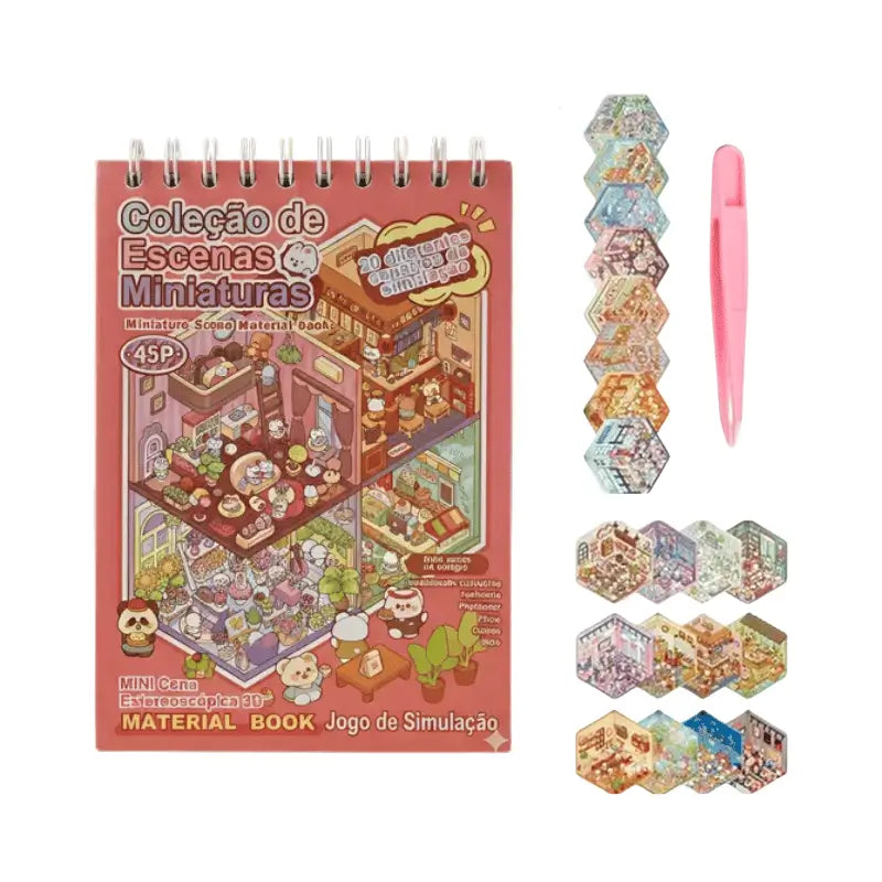 Caderno de Adesivos 3D - 8 Cenários