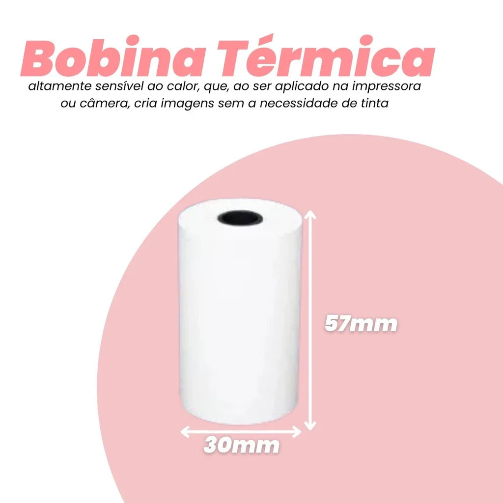 Kit 5 Rolos de Papel Térmico para Câmera Digital Infantil