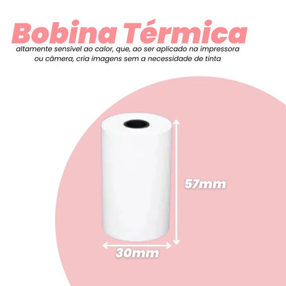 Kit 5 Rolos de Papel Térmico para Câmera Digital Infantil